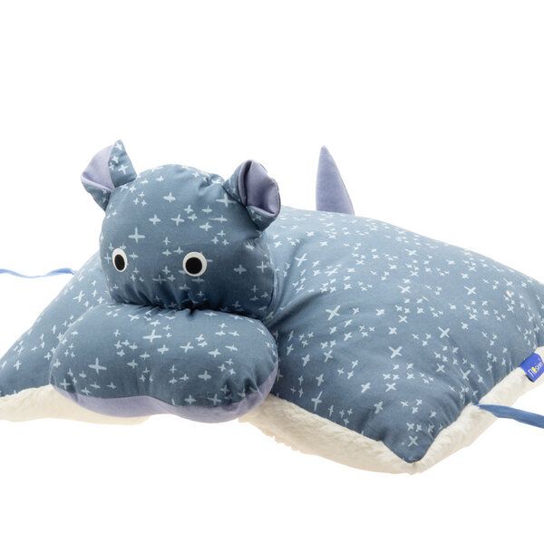 Flosinn Kuscheltierkissen Nilpferd mit Teddyplüsch aus Baumwolle. Personalisierbar von Flosinn