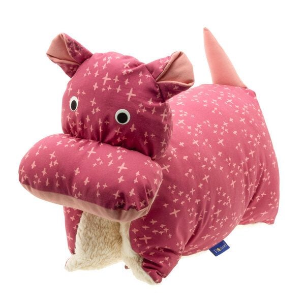 Flosinn Kuscheltierkissen Nilpferd mit Teddyplüsch aus Baumwolle. Personalisierbar von Flosinn