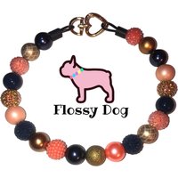 Coral Cove Perlen Halsband | Langlebige Hundekette Mit Personalisierter Hundeschmuck Koralle, Gold & Navy Perlenkragen von FlossyDog