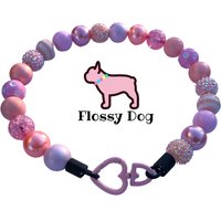 Hundehalsband Mit Perlen in Pfirsichrosa | Individuell Langlebige Hundehalskette Koralle & Hell Rosa Perlenhalsband Für Hunde Welpen Perlenkragen von FlossyDog