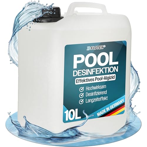 Flotex® Pooldesinfektion 10L - Flüssiges Algizid für Pool I Pool Algenvernichter mit Klareffekt | Algenvernichter Pool | Desinfizierendes Reinigungsmittel gegen Algen von Flotex