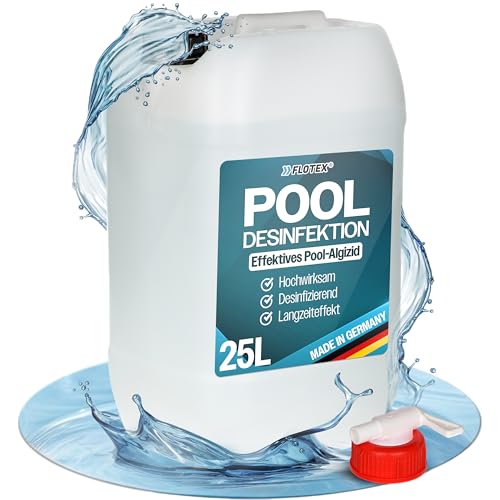 Flotex® Pooldesinfektion 25L - Flüssiges Algizid für Pool I Pool Algenvernichter mit Klareffekt | Algenvernichter Pool | Desinfizierendes Reinigungsmittel gegen Algen von Flotex