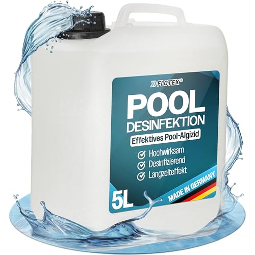 Flotex® Pooldesinfektion 5L - Flüssiges Algizid für Pool I Pool Algenvernichter mit Klareffekt | Algenvernichter Pool | Desinfizierendes Reinigungsmittel gegen Algen von Flotex