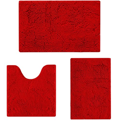 Flotstiga Badezimmerteppich-Set, 3-teilig, super saugfähig, weich, dick, maschinenwaschbar, Chenille-Badvorleger, rutschfester WC-Bodenteppich, Badematten für Badezimmer, 40,6 x 61 cm plus 50,8 x 81,3 Flotstiga Badezimmerteppich-Set, 3-teilig, super saugfähig, weich, dick, maschinenwaschbar, Chenille-Badvorleger, rutschfester WC-Bodenteppich, Badematten für Badezimmer, 40,6 x 61 cm plus 50,8 x 81,3 von Flotstiga