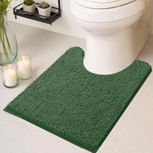 Flotstiga WC-Vorleger, U-förmig, waschbar, 50,8 x 50,8 cm, ultraweich, saugfähig, Chenille, rutschfeste Konturen, Badezimmerteppiche für Toilette, trocknet schnell, maschinenwaschbar, Badematten von Flotstiga