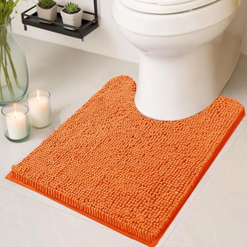 Flotstiga WC-Vorleger, U-förmig, waschbar, 50,8 x 50,8 cm, ultraweich, saugfähig, Chenille, rutschfeste Konturen, Badezimmerteppiche für Toilette, trocknet schnell, maschinenwaschbar, Badematten von Flotstiga