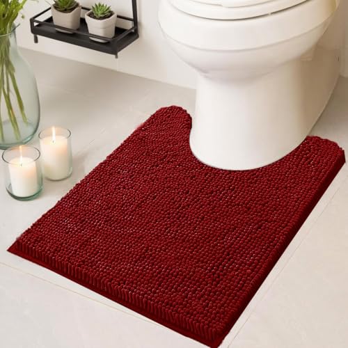 Flotstiga WC-Vorleger, U-förmig, waschbar, 50,8 x 50,8 cm, ultraweich, saugfähig, Chenille, rutschfeste Konturen, Badezimmerteppiche für Toilette, trocknet schnell, maschinenwaschbar, Badematten von Flotstiga