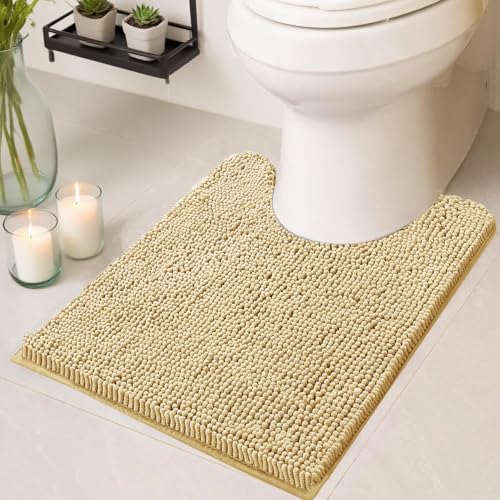 Flotstiga WC-Vorleger, U-förmig, waschbar, 50,8 x 50,8 cm, ultraweich, saugfähig, Chenille, rutschfeste Konturen, Badezimmerteppiche für Toilette, trocknet schnell, maschinenwaschbar, Badematten von Flotstiga