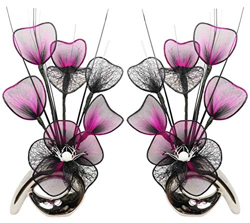 Flourish 1 Paar passender künstlicher Blumen in Vase Sliver/Purple&Black von Flourish