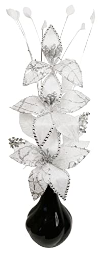 Flourish – 723163–813 Kleine Vase mit Weiß Künstliche Nylon Blume in Vase, Ornament, Home Zubehör, 32 cm von Flourish