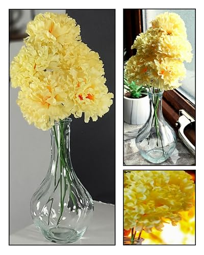 Flourish 793142 Kunstblumen-Arrangement, 32 cm, Mini-Vase mit geschwungenem Design Silver/Yellow & Cream von Flourish