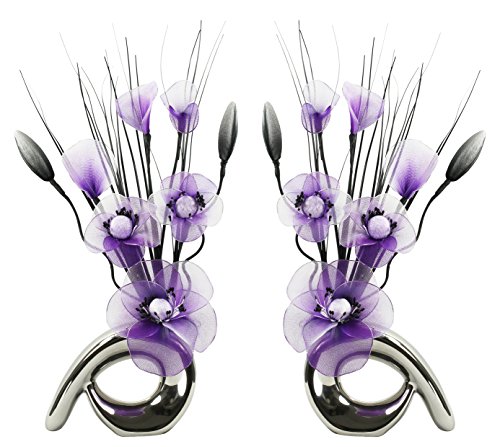 Flourish Deko Künstliche Blumen, Glas, Plum/Silver, 32cm von Flourish