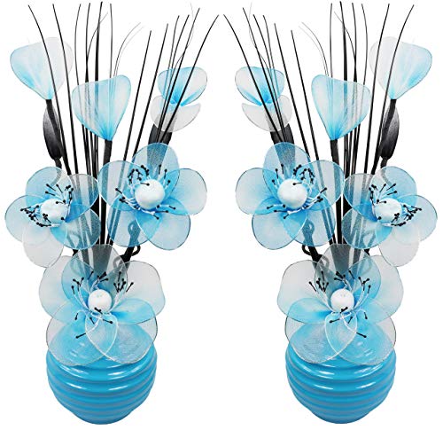 Flourish Deko Künstliche Blumen, glas, blaugrün und weiß, 32cm von Flourish