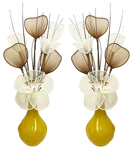 Flourish - Paar Passender Kunstblumen im Topf Dekoration Wohnung Modern Deko Wohnzimmer, Gelb von Flourish