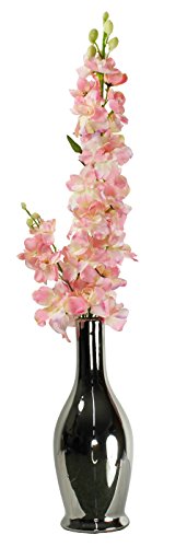 Flourish Vase LN Chrom mit Pink Silk Flower Mix, 01 von Flourish