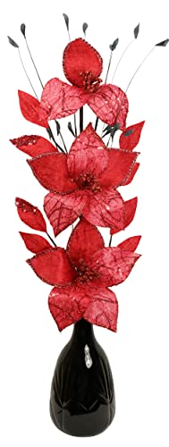 Flourish künstliche Blumen mit vase, Artificial Flower, Schwarz&Rot, Hoch-65cm von Flourish