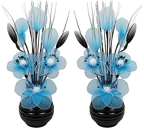 Paar von Blaugrün Blau Künstliche Blumen in schwarz Vase, Tischdekorationen, Home Zubehör, Geschenke, Ornaments, Höhe 32 cm von Flourish