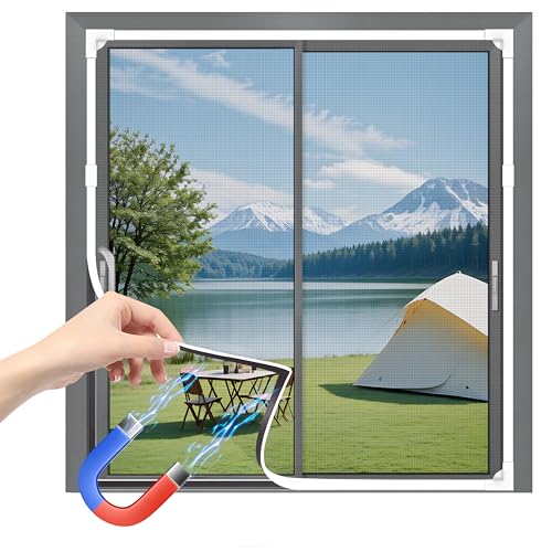 Flow Fire 130 x150 cm Fliegengitter Fenster Magnet, Verstellbares Insektenschutz Magnetisches Fliegengitter von Flow fire