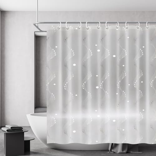 Flow fire Transparent Duschvorhang 180x200cm, Anti Schimmel Duschvorhang Durchsichtig mit 5 Magnet Unten, Eva Transparent Duschvorhang mit 12 Ringe für Badezimmer, Badewanne von Flow fire