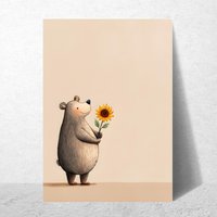 Aquarell Bär Mit Sonnenblume - Kinderzimmer Poster Waldtier | Wandbild Babyzimmer Deko Aquarell Bär Mit Sonnenblume - Kinderzimmer Poster Waldtier | Wandbild Babyzimmer Deko von FlowSimSTUDIOS