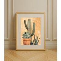 Kaktus Poster - Boho Pflanzenkunst Sukkulenten Wandbild Vintage Botanical Wall Art von FlowSimSTUDIOS