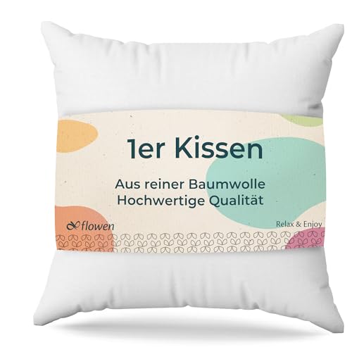 Flowen Kissen 80x80 Kopfkissen Dekokissen für Bett und Sofa Innenkissen Hypoallergene Sofakissen Anti-Milben Weiche Zierkissen mit Kissenbezug Baumwolle und Polyest. Abnehmbar und Waschmaschinenfest von Flowen