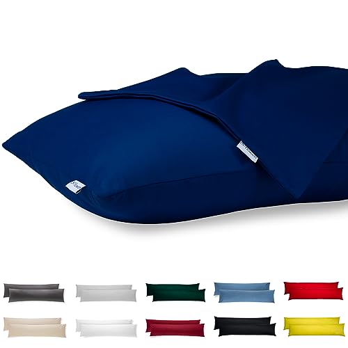 Seitenschläferkissen Bezug 40 x 145 Baumwolle Premium Satin 2er Set Kissenbezug Deko für Kissen Bett/Sofa Stoff Weicher Resistent Hypoallergen Anti-Milben Kopfkissenbezug Verdecktem Zip Voll Waschbar von Flowen