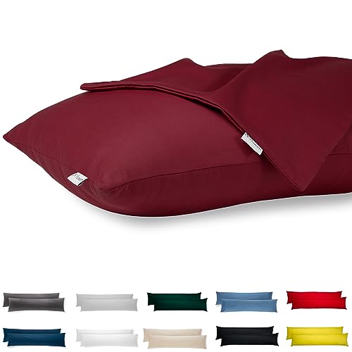 Seitenschläferkissen Bezug 40 x 145 Baumwolle Premium Satin 2er Set Kissenbezug Deko für Kissen Bett/Sofa Stoff Weicher Resistent Hypoallergen Anti-Milben Kopfkissenbezug Verdecktem Zip Voll Waschbar von Flowen