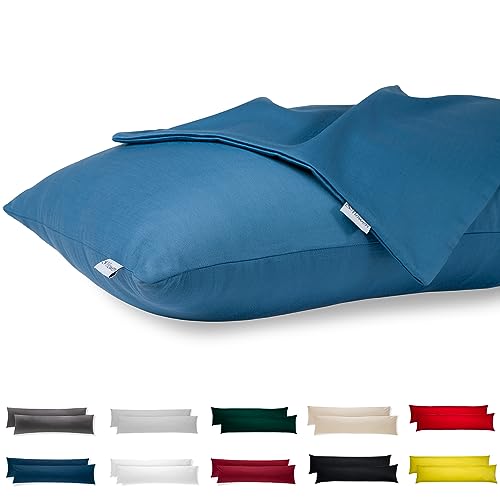 Seitenschläferkissen Bezug 40 x 145 Baumwolle Premium Satin 2er Set Kissenbezug Deko für Kissen Bett/Sofa Stoff Weicher Resistent Hypoallergen Anti-Milben Kopfkissenbezug Verdecktem Zip Voll Waschbar von Flowen