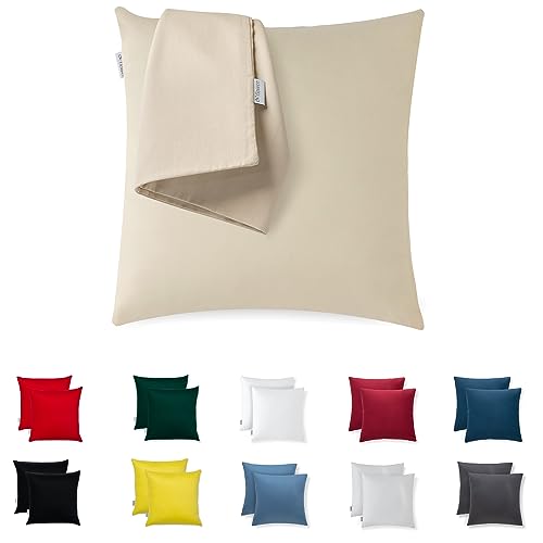 Kissenbezug 40x40 Mikrofaser Premium 2er Set Kissenhülle Deko für Kissen Sofa/Bett Stoff Superweicher Resistent Hypoallergen Anti-Milben Atmungsaktiv Kopfkissenbezug mit Verdecktem Zip Voll Waschbar von Flowen