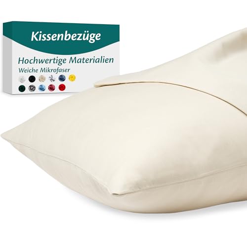 Kissenbezug 40x70 Mikrofaser Premium 2er Set Kopfkissenbezug 40 x 70 für Kissen Bett Stoff Superweicher Resistent Hypoallergen Anti-Milben Atmungsaktiv Kissenhülle mit Verdecktem Zip Voll Waschbar von Flowen