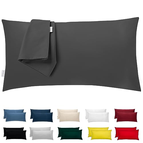 Kissenbezug 40 x 80 Mikrofaser Premium 2er Set Kissenhülle Deko für Kissen Bett/Sofa Stoff Superweicher Resistent Hypoallergen Anti-Milben Atmungsaktiv Kopfkissenbezug mit Verdecktem Zip Voll Waschbar von Flowen