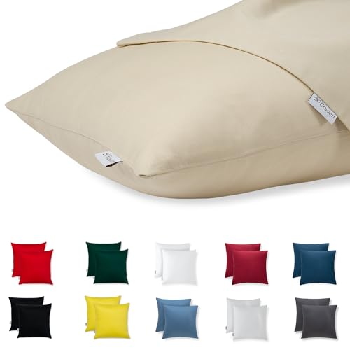Kissenbezug 50x50 Baumwolle Premium Satin 2er Set Kissenhülle Deko für Kissen Sofa/Bett Stoff Superweicher Resistent Hypoallergen Anti-Milben Kopfkissenbezug mit Verdecktem Zip Voll Waschbar Kissenbezug 50x50 Baumwolle Premium Satin 2er Set Kissenhülle Deko für Kissen Sofa/Bett Stoff Superweicher Resistent Hypoallergen Anti-Milben Kopfkissenbezug mit Verdecktem Zip Voll Waschbar von Flowen