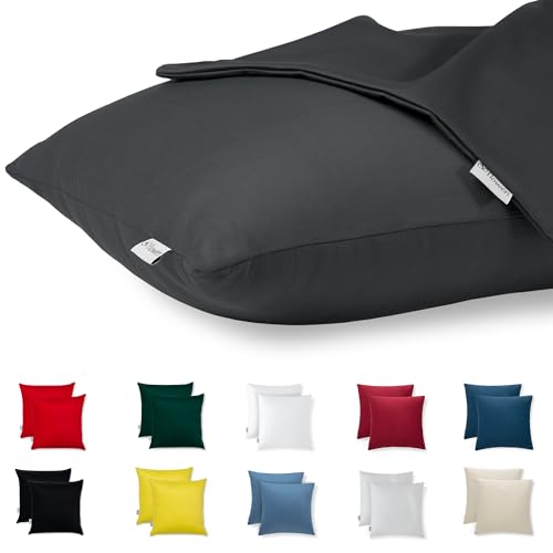 Kissenbezug 50x50 Baumwolle Premium Satin 2er Set Kissenhülle Deko für Kissen Sofa/Bett Stoff Superweicher Resistent Hypoallergen Anti-Milben Kopfkissenbezug mit Verdecktem Zip Voll Waschbar Kissenbezug 50x50 Baumwolle Premium Satin 2er Set Kissenhülle Deko für Kissen Sofa/Bett Stoff Superweicher Resistent Hypoallergen Anti-Milben Kopfkissenbezug mit Verdecktem Zip Voll Waschbar von Flowen
