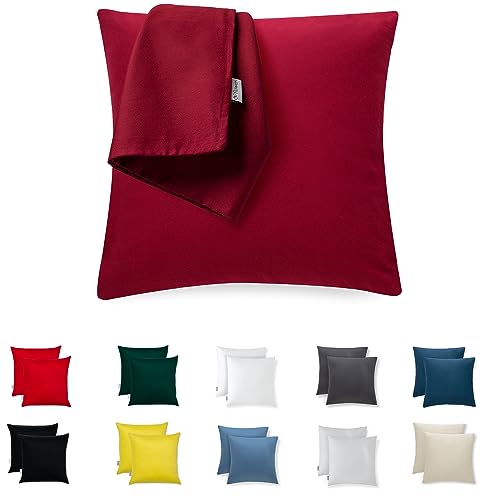 Kissenbezug 50x50 Mikrofaser Premium 2er Set Kissenhülle Deko für Kissen Sofa/Bett Stoff Superweicher Resistent Hypoallergen Anti-Milben Atmungsaktiv Kopfkissenbezug mit Verdecktem Zip Voll Waschbar von Flowen