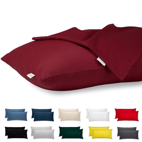 Kissenbezug 50x75 Baumwolle Premium Satin 2er Set Kissenhülle Deko für Kissen Bett/Sofa Stoff Superweicher Resistent Hypoallergen Anti-Milben Kopfkissenbezug mit Verdecktem Zip Voll Waschbar von Flowen