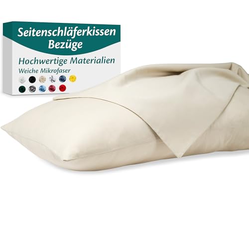 Seitenschläferkissen Bezug 40 x 145 Mikrofaser Premium 2er Set Kissenbezug Deko für Kissen Bett/Sofa Stoff Weicher Resistent Hypoallergen Anti-Milben Kopfkissenbezug Verdecktem Zip Voll Waschbar von Flowen