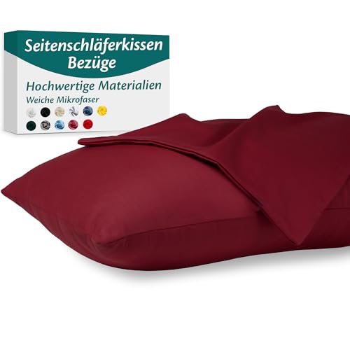 Seitenschläferkissen Bezug 40 x 145 Mikrofaser Premium 2er Set Kissenbezug Deko für Kissen Bett/Sofa Stoff Weicher Resistent Hypoallergen Anti-Milben Kopfkissenbezug Verdecktem Zip Voll Waschbar von Flowen