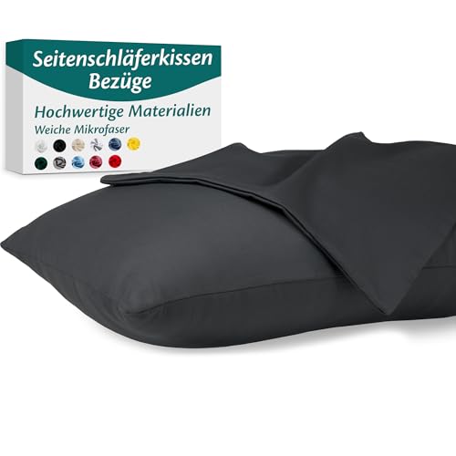 Seitenschläferkissen Bezug 40 x 145 Mikrofaser Premium 2er Set Kissenbezug Deko für Kissen Bett/Sofa Stoff Weicher Resistent Hypoallergen Anti-Milben Kopfkissenbezug Verdecktem Zip Voll Waschbar von Flowen