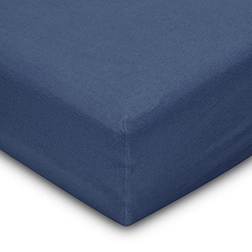 Flowen Spannbettlaken 90 x 200 cm Mikrofaser Spannbetttuch Marineblau für Bett Atmungsaktive Hypoallergene Bettlaken Anti-Milbe Leicht Weich und Knitterfrei mit 30 cm Tiefe Tasche Maschinenwaschbares von Flowen