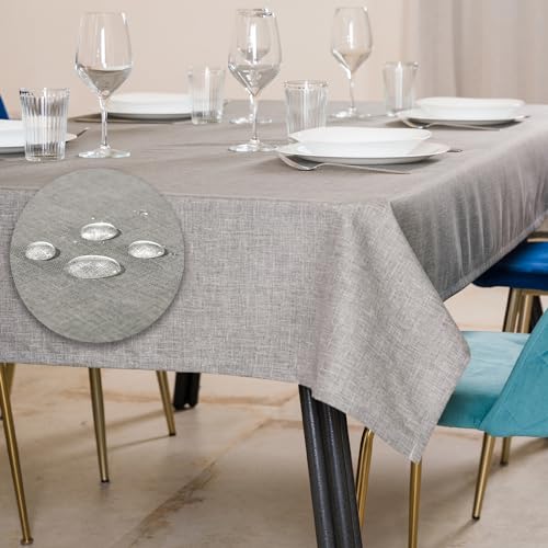 Tischdecke Outdoor Abwaschbar 140x140 Grau Gartentischdecke Tischdecken Wetterfest Wachstuchtischdecke Table Cloth Made in Italy für Den Außenbereich Tischtuch von Flowen