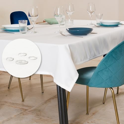Tischdecke Outdoor Abwaschbar 140x140 Weiß Gartentischdecke Tischdecken Wetterfest Wachstuchtischdecke Table Cloth Made in Italy für Den Außenbereich Tischtuch von Flowen