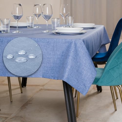Tischdecke Outdoor Abwaschbar 140x180 Blau Gartentischdecke Tischdecken Wetterfest Wachstuchtischdecke Table Cloth Made in Italy für Den Außenbereich Tischtuch von Flowen