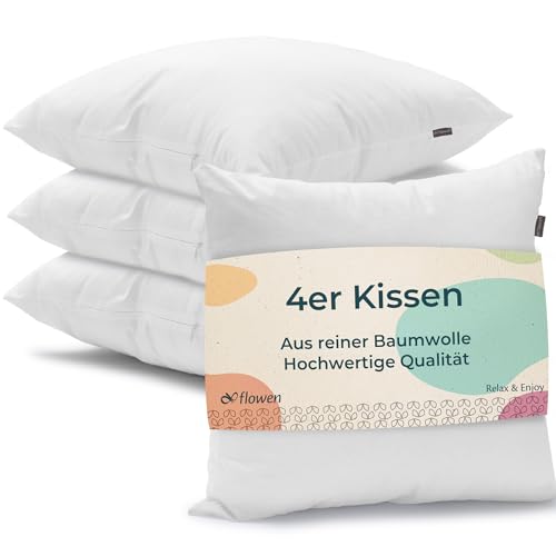 Kissen 30x30 Kopfkissen 4er Set Dekokissen für Bett und Sofa Innenkissen Hypoallergene Sofakissen Anti-Milben Weiche Zierkissen mit Kissenbezug Baumwolle und Polyest. Abnehmbar und Waschmaschinenfest von Flowen