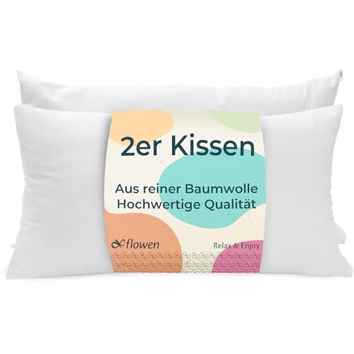 Kissen 30x50 Kopfkissen 2er Set Dekokissen für Bett und Sofa Innenkissen Hypoallergene Sofakissen Anti-Milben Weiche Zierkissen mit Kissenbezug Baumwolle und Polyest. Abnehmbar und Waschmaschinenfest von Flowen