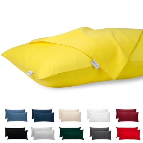 Kissenbezug 30x50 Baumwolle Premium Satin 2er Set Kissenhülle Deko für Kissen Bett/Sofa Stoff Superweicher Resistent Hypoallergen Anti-Milben Kopfkissenbezug mit Verdecktem Zip Voll Waschbar Kissenbezug 30x50 Baumwolle Premium Satin 2er Set Kissenhülle Deko für Kissen Bett/Sofa Stoff Superweicher Resistent Hypoallergen Anti-Milben Kopfkissenbezug mit Verdecktem Zip Voll Waschbar von Flowen