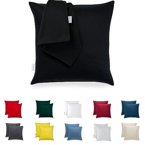 Kissenbezug 35x35 Mikrofaser Premium 2er Set Kissenhülle Deko für Kissen Sofa/Bett Stoff Superweicher Resistent Hypoallergen Anti-Milben Atmungsaktiv Kopfkissenbezug mit Verdecktem Zip Voll Waschbar von Flowen