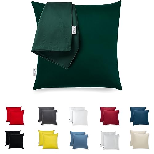 Kissenbezug 40x40 Mikrofaser Premium 2er Set Kissenhülle Deko für Kissen Sofa/Bett Stoff Superweicher Resistent Hypoallergen Anti-Milben Atmungsaktiv Kopfkissenbezug mit Verdecktem Zip Voll Waschbar von Flowen