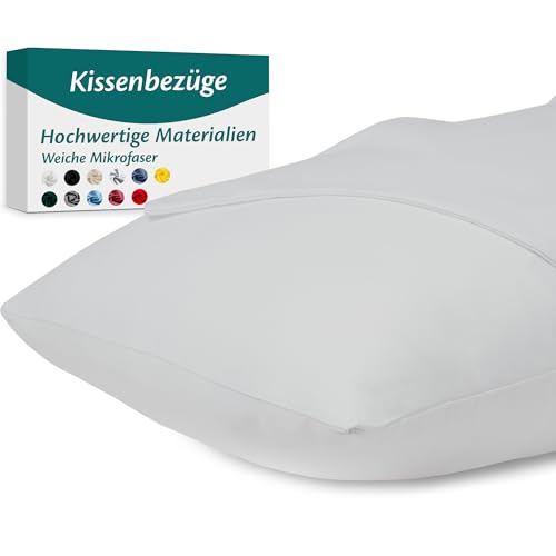Kissenbezug 40x60 Mikrofaser Premium 2er Set Kopfkissenbezug 40 x 60 für Kissen Bett Stoff Superweicher Resistent Hypoallergen Anti-Milben Atmungsaktiv Kissenhülle mit Verdecktem Zip Voll Waschbar von Flowen