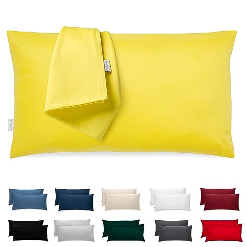 Kissenbezug 40x60 Mikrofaser Premium 2er Set Kopfkissenbezug 40 x 60 für Kissen Bett Stoff Superweicher Resistent Hypoallergen Anti-Milben Atmungsaktiv Kissenhülle mit Verdecktem Zip Voll Waschbar von Flowen